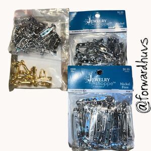 Jewelry Findings Lot Brooch Pin Backs Earring Clip Converters Mixed New